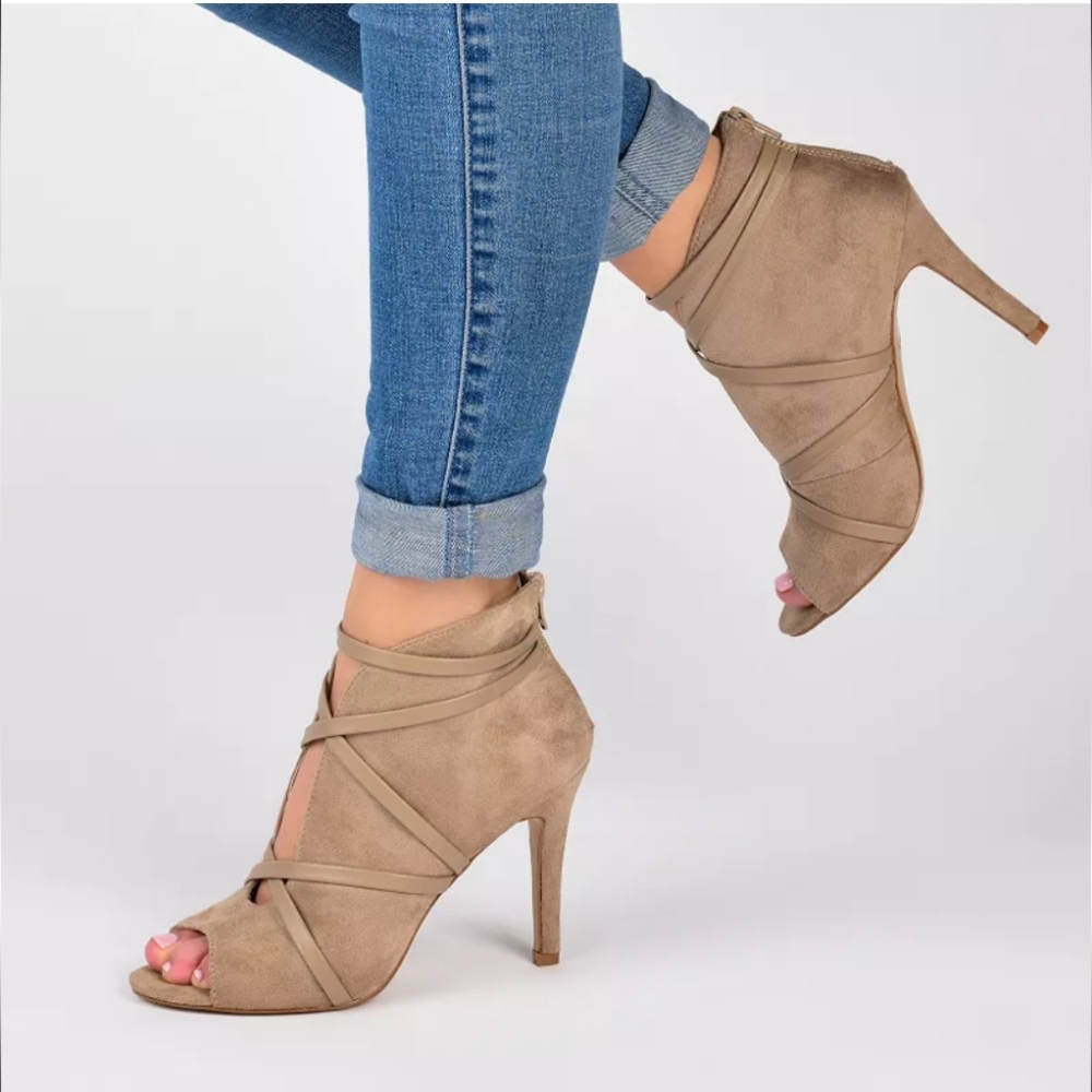 Womens Suede & Leather Nude Stiletto Heels